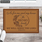 Personalized Floral Family Name Serve The Lord Doormat