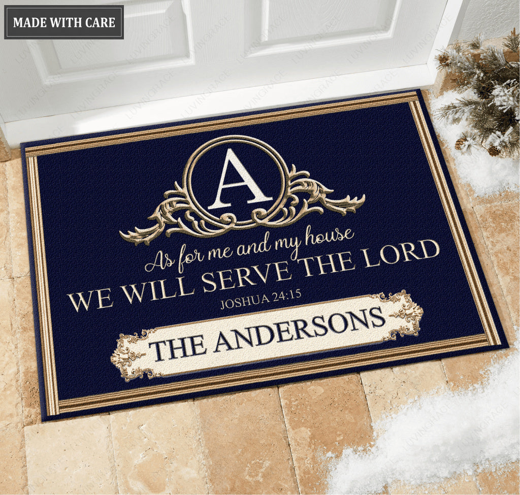 Border Monogram As For My House Personalized Doormat