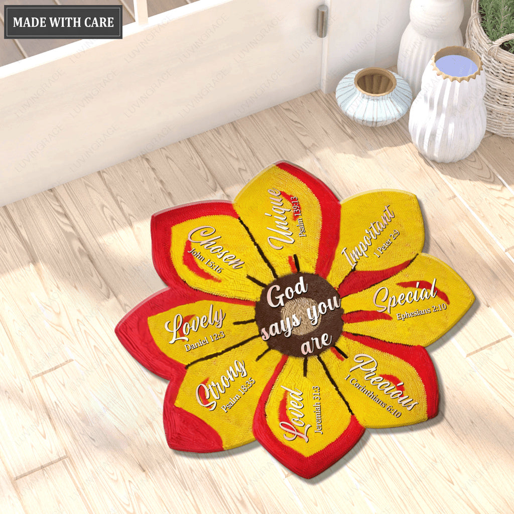 Beautiful Flower God Says You Are Shaped Doormat