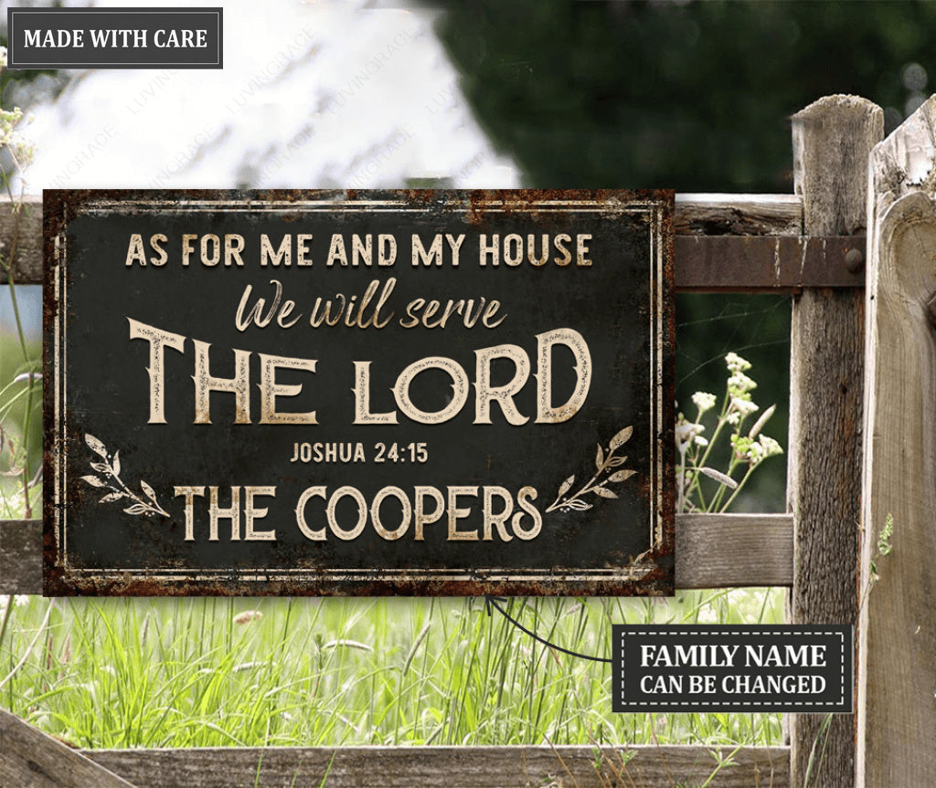 As For Me And My House Personalized Metal Sign