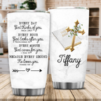 Golden Cross Holy Bible Every Day God Thinks Of You Custom Tumbler Birthday Gifts For Women Christian Gifts Custom Name Gift - Personalized Stainless Steel Tumbler