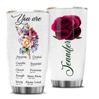 Roses Butterfly Flower Cross Identity In Christ You Are Custom Tumbler Birthday Gifts For Women Motivation Gift Custom Name Gift Christian Gift - Personalized Stainless Steel Tumbler