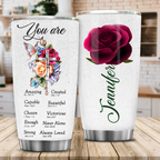 Roses Butterfly Flower Cross Identity In Christ You Are Custom Tumbler Birthday Gifts For Women Motivation Gift Custom Name Gift Christian Gift - Personalized Stainless Steel Tumbler