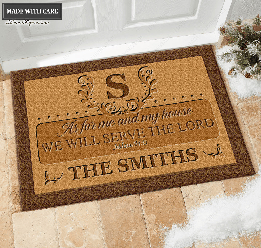 Printfamily L05 Luxury Monogram Collection As For My House Personalized Doormat