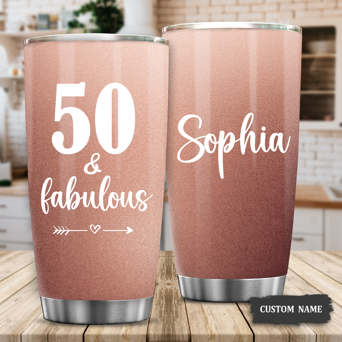 Rose Gold 50th Birthday 50 And Fabulous Custom Gifts Men Women Stainless Steel Tumbler - Personalized Stainless Steel Tumbler