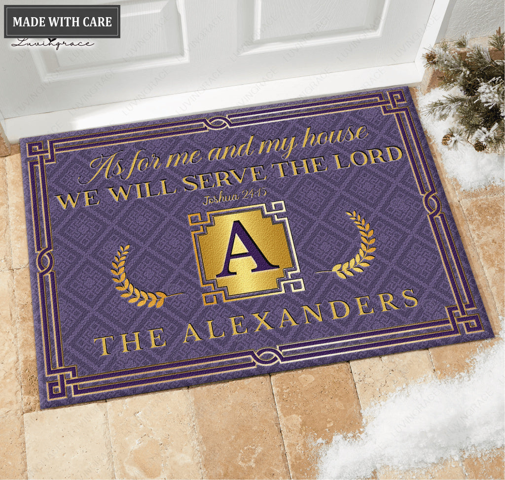 Printfamily L18 Vintage Monogram Collection As For My House Personalized Doormat