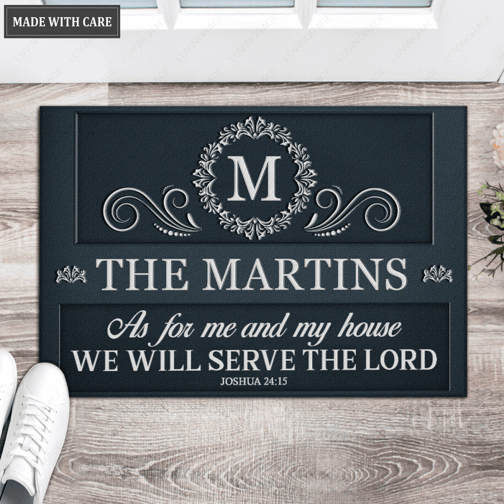 Printfamily L115 Vintage Monogram Collection As For My House Personalized Doormat