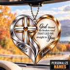 Personalized Names Interlocking Cross God Blessed Heart Ornament – Anniversary Gift for Him & Her