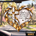 Personalized Names Interwoven Ribbon Heart God Blessed Ornament – Christian Gift for Couples