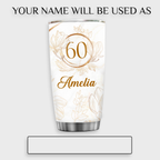Vintage Elegant Floral Golden Glitter 60th Birthday Today's Wishes Bring You Beautiful Custom Gifts Men Women Stainless Steel Tumbler - Personalized Stainless Steel Tumbler
