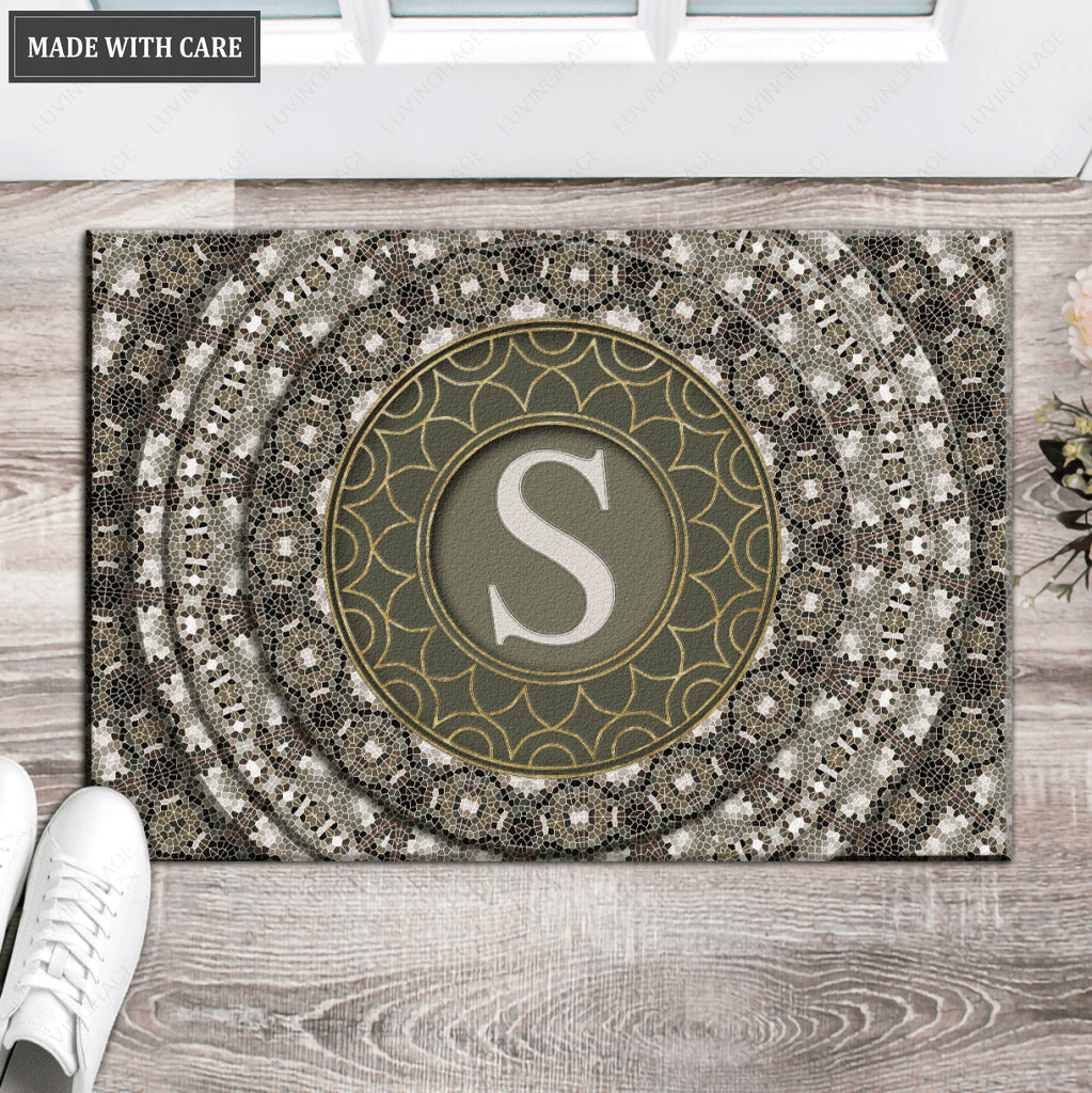 Printfamily L38 Monogram The First Letter of Family Name Personalized Doormat