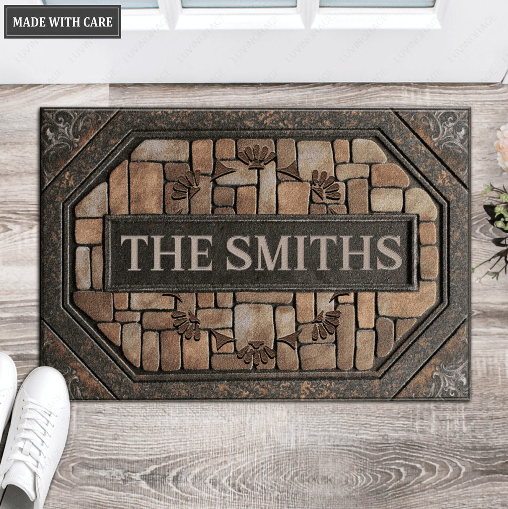 Printfamily L39 Monogram Collection Family Name Personalized Doormat