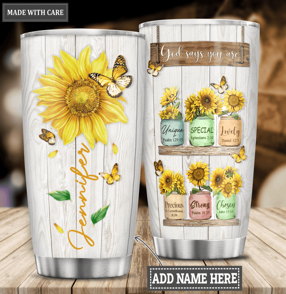 Sunflower God Say You Are Personalized Tumbler