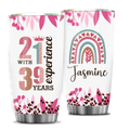 Vintage Rainbow 60th Birthday 21 With 39 Year Experience Custom Tumbler Gifts - Personalized Stainless Steel Tumbler