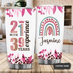 Vintage Rainbow 60th Birthday 21 With 39 Year Experience Custom Tumbler Gifts - Personalized Stainless Steel Tumbler