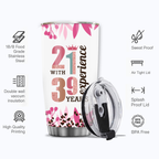 Vintage Rainbow 60th Birthday 21 With 39 Year Experience Custom Tumbler Gifts - Personalized Stainless Steel Tumbler