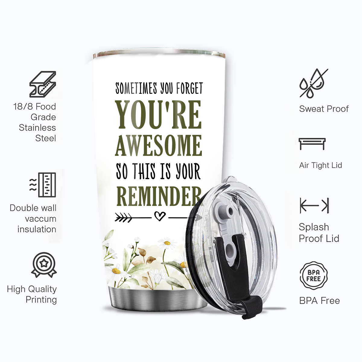 Inspirational Gifts Daisy Flower You're Awesome Custom Tumbler Gifts - Personalized Stainless Steel Tumbler