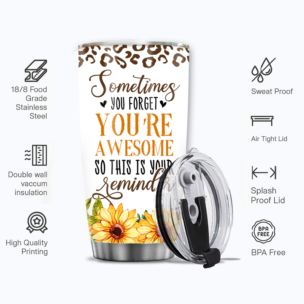 Inspirational Gifts Vintage Cheetah Sunflower Rainbow You're Awesome Custom Tumbler Gifts - Personalized Stainless Steel Tumbler