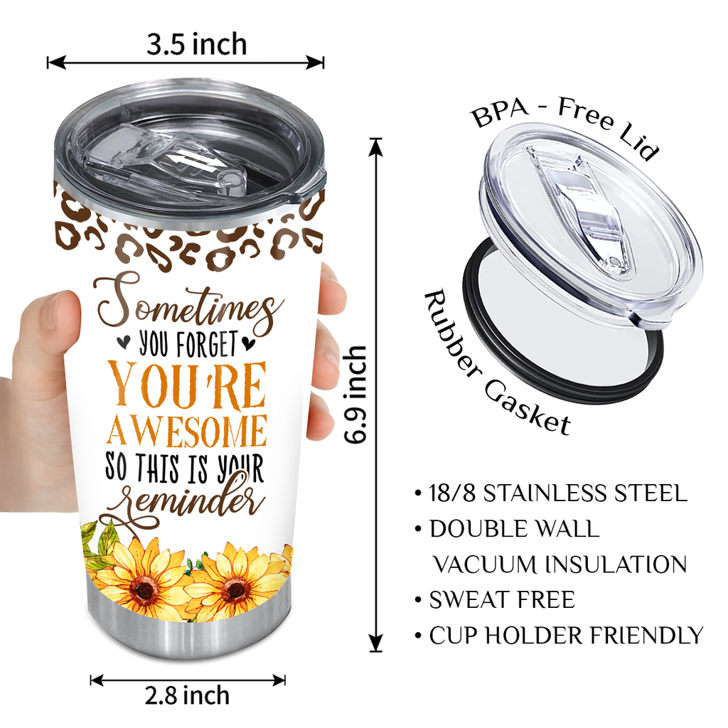 Inspirational Gifts Vintage Cheetah Sunflower Rainbow You're Awesome Custom Tumbler Gifts - Personalized Stainless Steel Tumbler