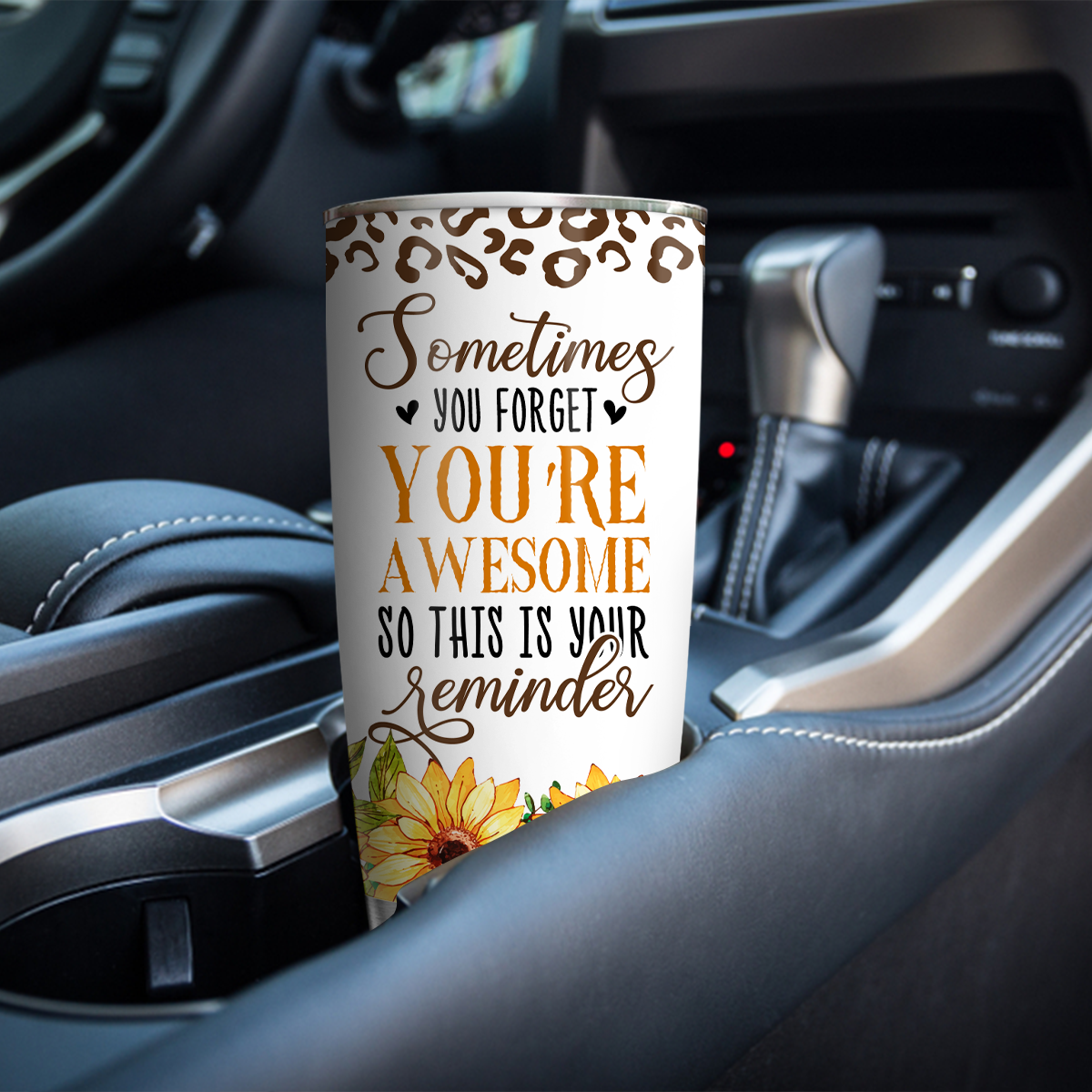 Inspirational Gifts Vintage Cheetah Sunflower Rainbow You're Awesome Custom Tumbler Gifts - Personalized Stainless Steel Tumbler