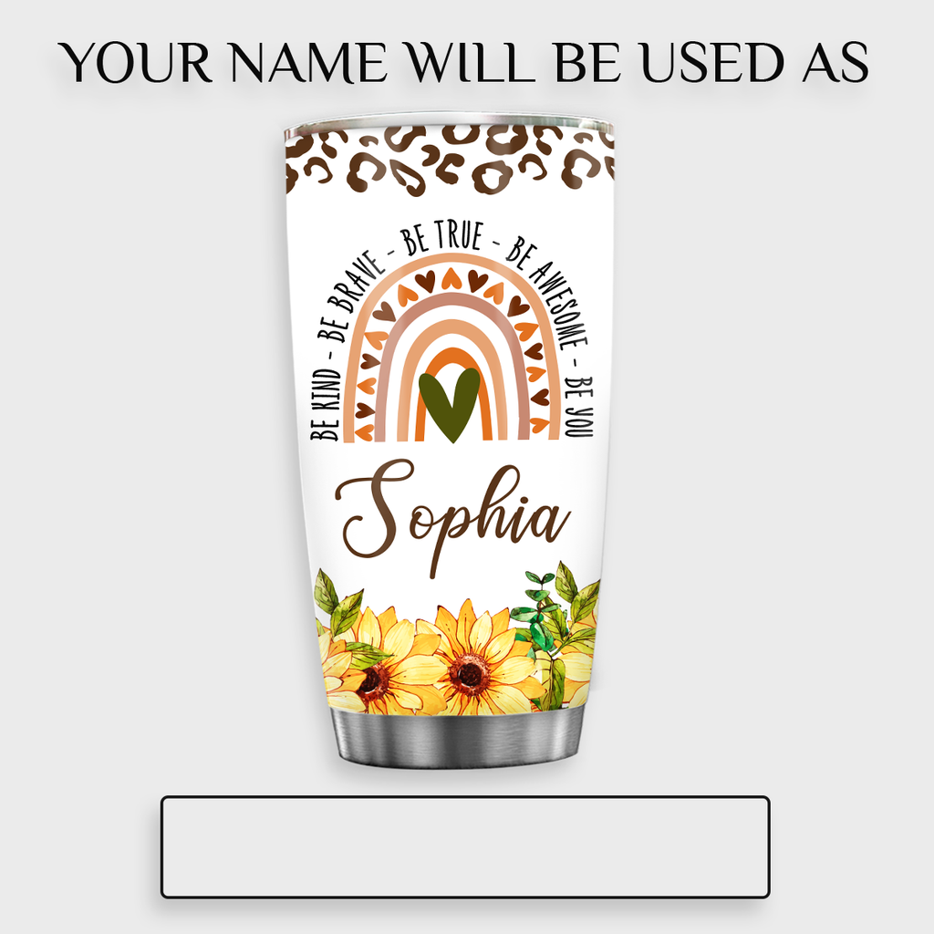 Inspirational Gifts Vintage Cheetah Sunflower Rainbow You're Awesome Custom Tumbler Gifts - Personalized Stainless Steel Tumbler