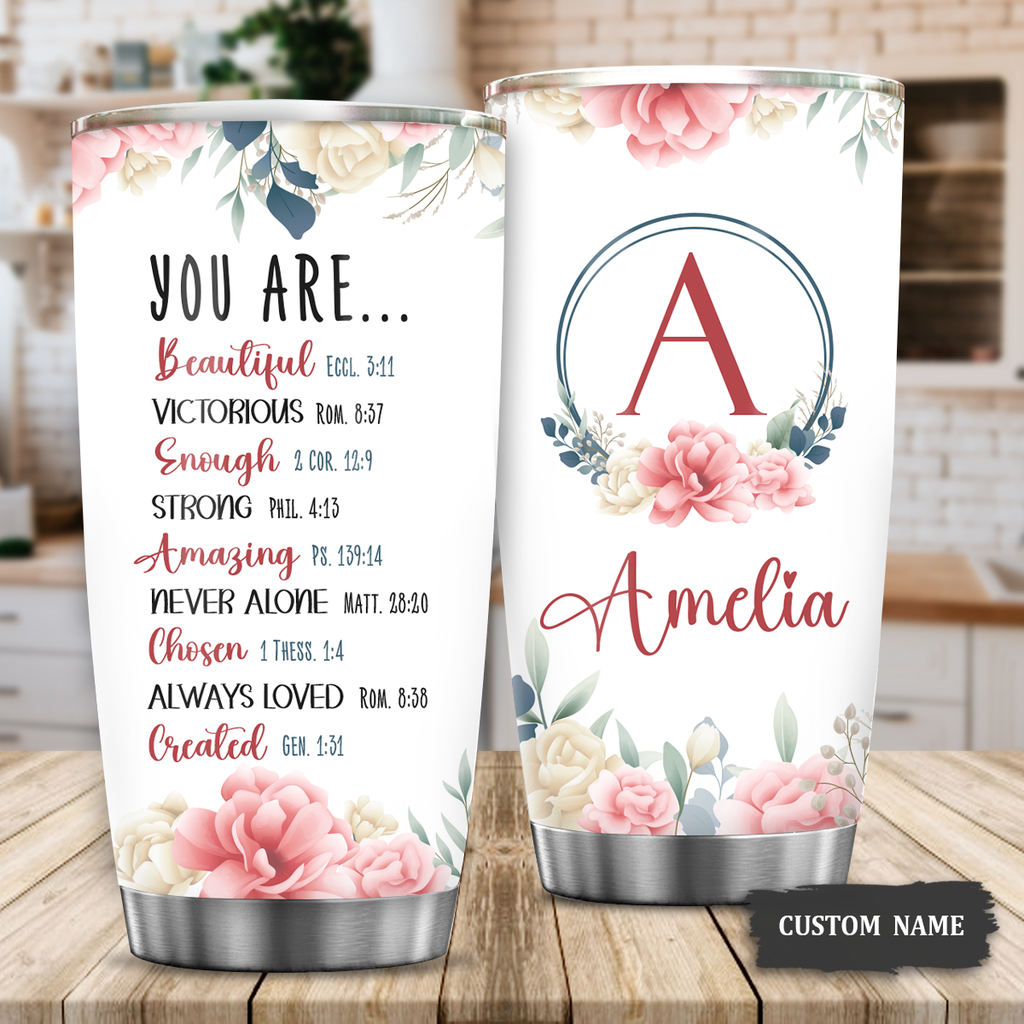 Pink Flower Faith Identity In Christ You Are Religious Inspirational Custom Tumbler Gifts - Personalized Stainless Steel Tumbler