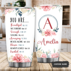 Pink Flower Faith Identity In Christ You Are Religious Inspirational Custom Tumbler Gifts - Personalized Stainless Steel Tumbler