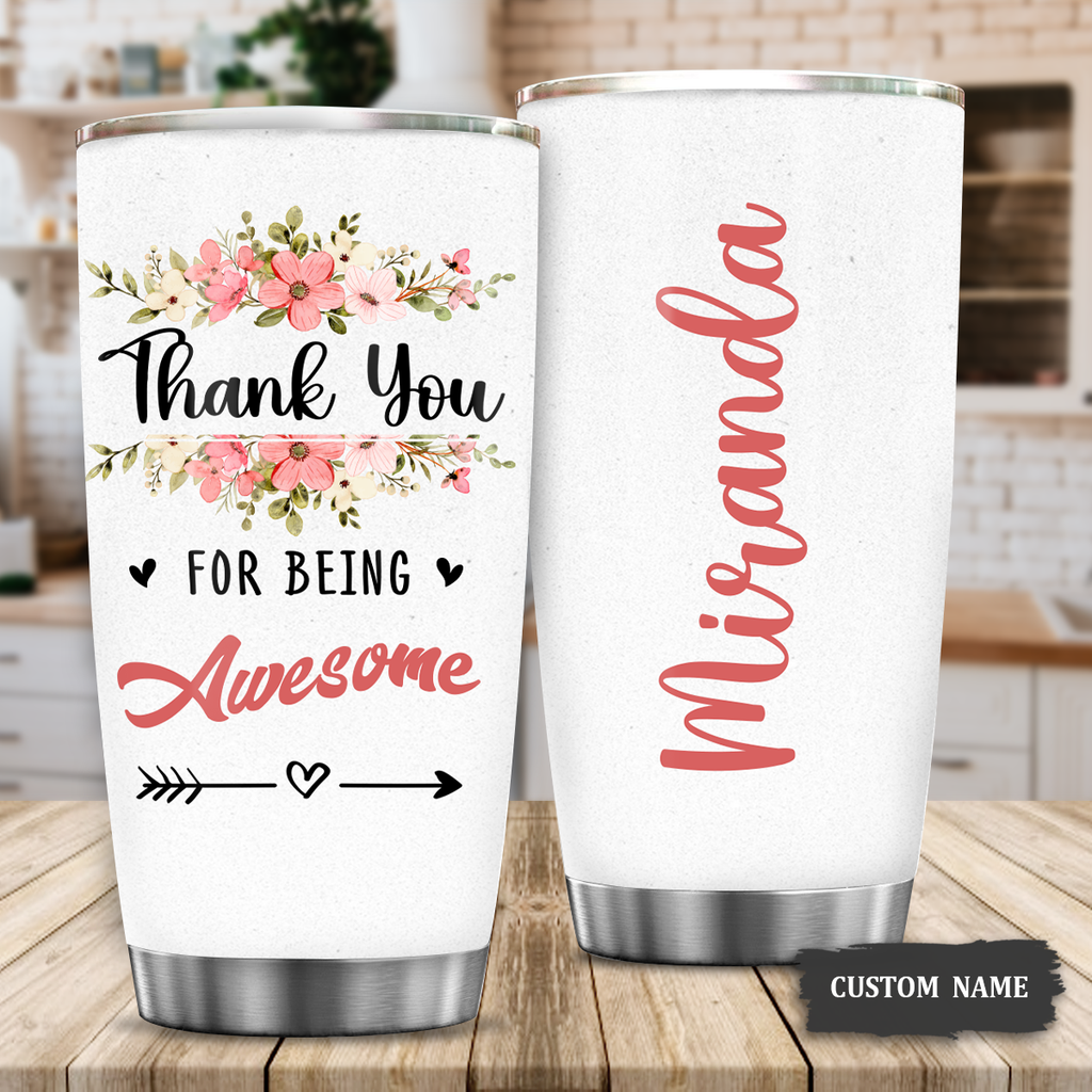 Inspirational Flower Thank You Custom Tumbler Gifts - Personalized Stainless Steel Tumbler