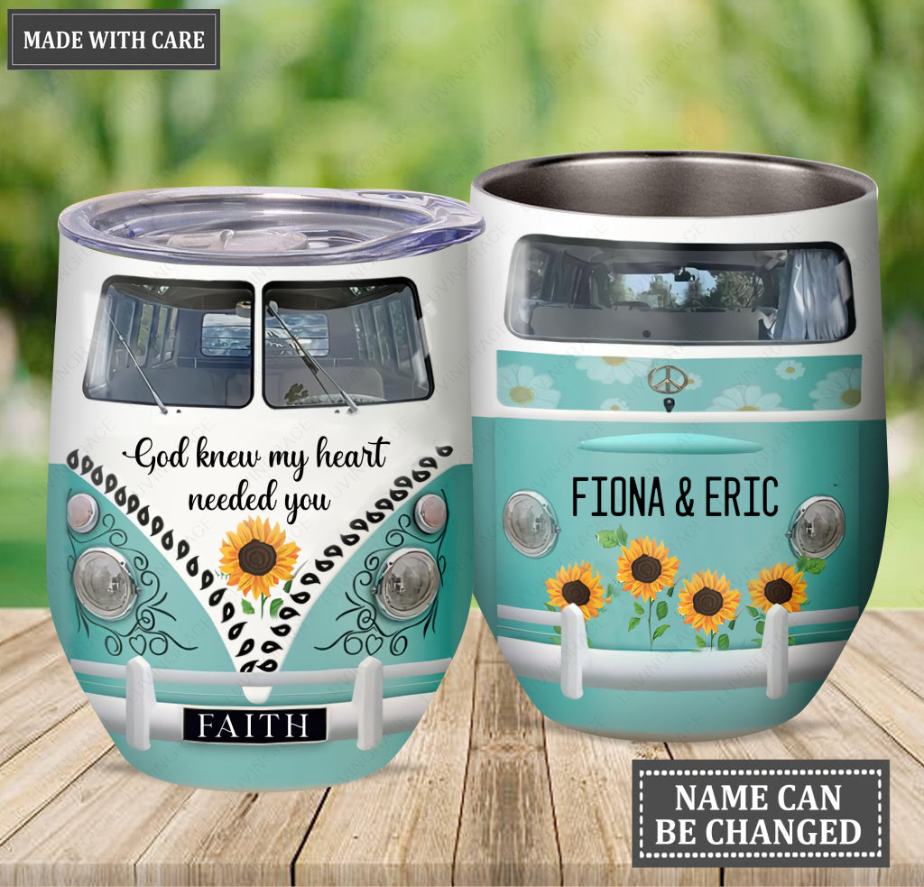 Personalized God Knew My Heart Needed You Wine Tumbler