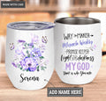 Personalized Purple Flower Way Maker Wine Tumbler