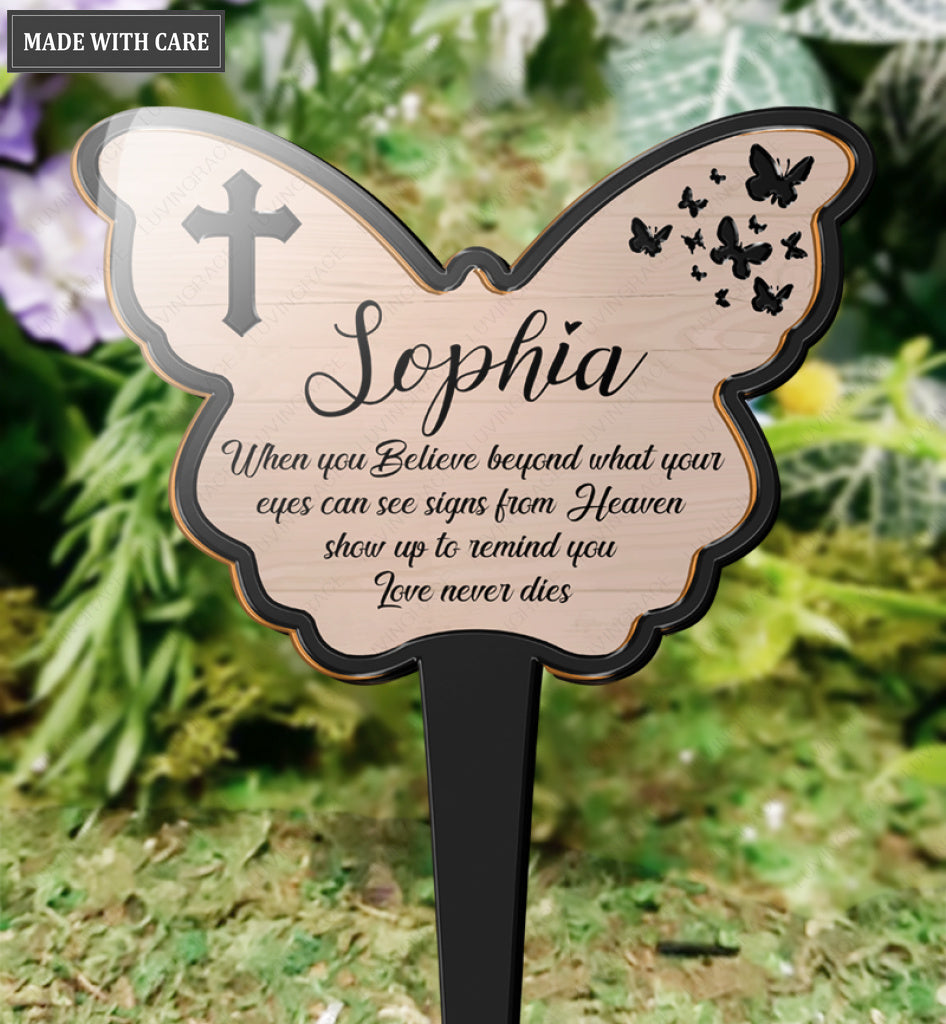 Personalized Butterfly When You Believe Plaque Stake