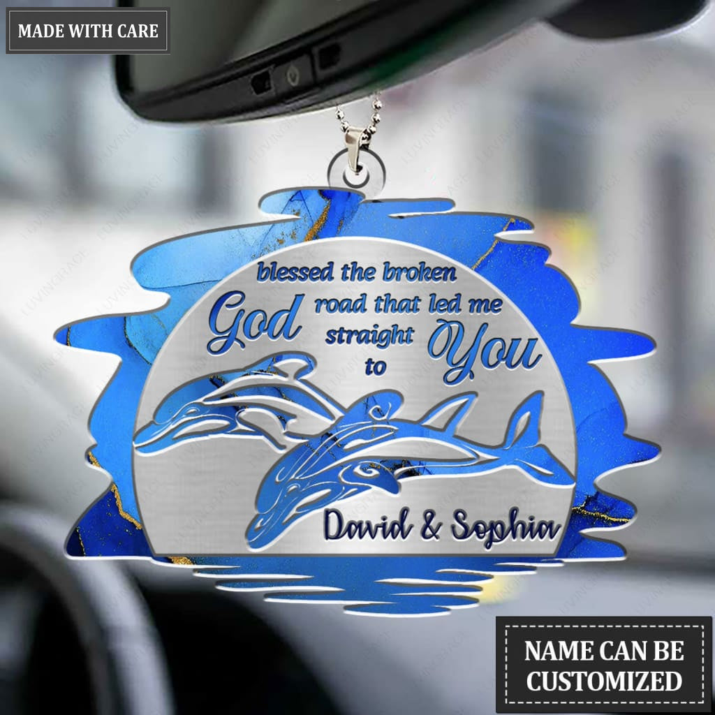 Printfamily M102 Dolphin Couple God Blessed Personalized Ornament