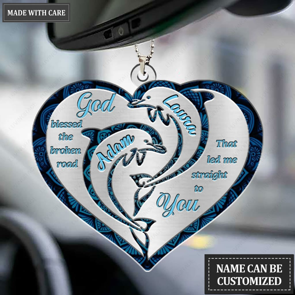Printfamily M106 Dolphin Couple God Blessed Personalized Ornament