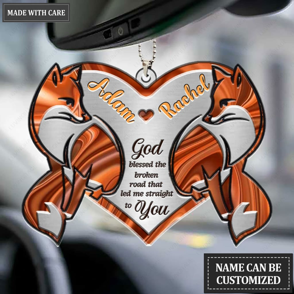 Printfamily M92 Fox Couple God Blessed Personalized Ornament