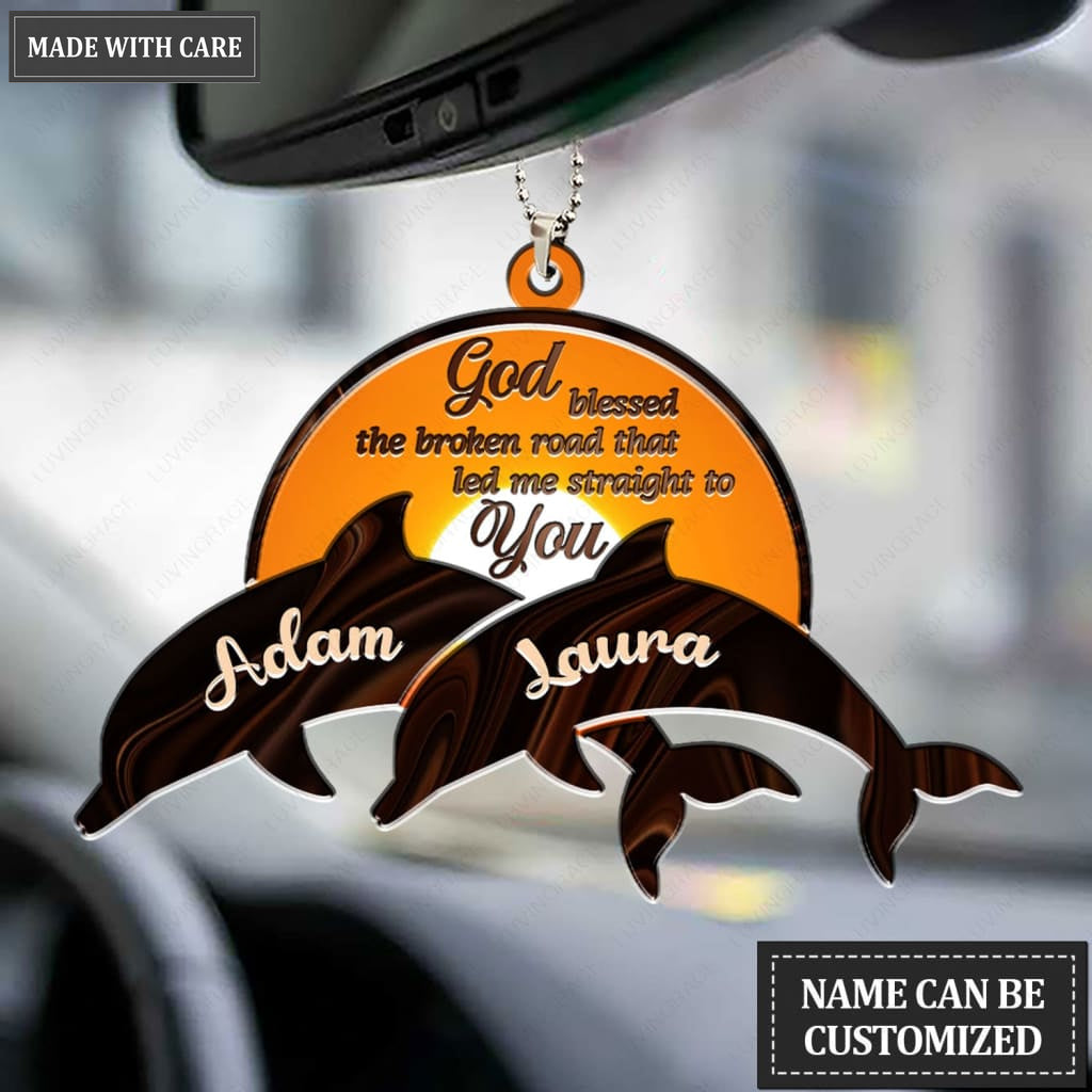Printfamily M97 Dolphin Couple God Blessed Personalized Ornament