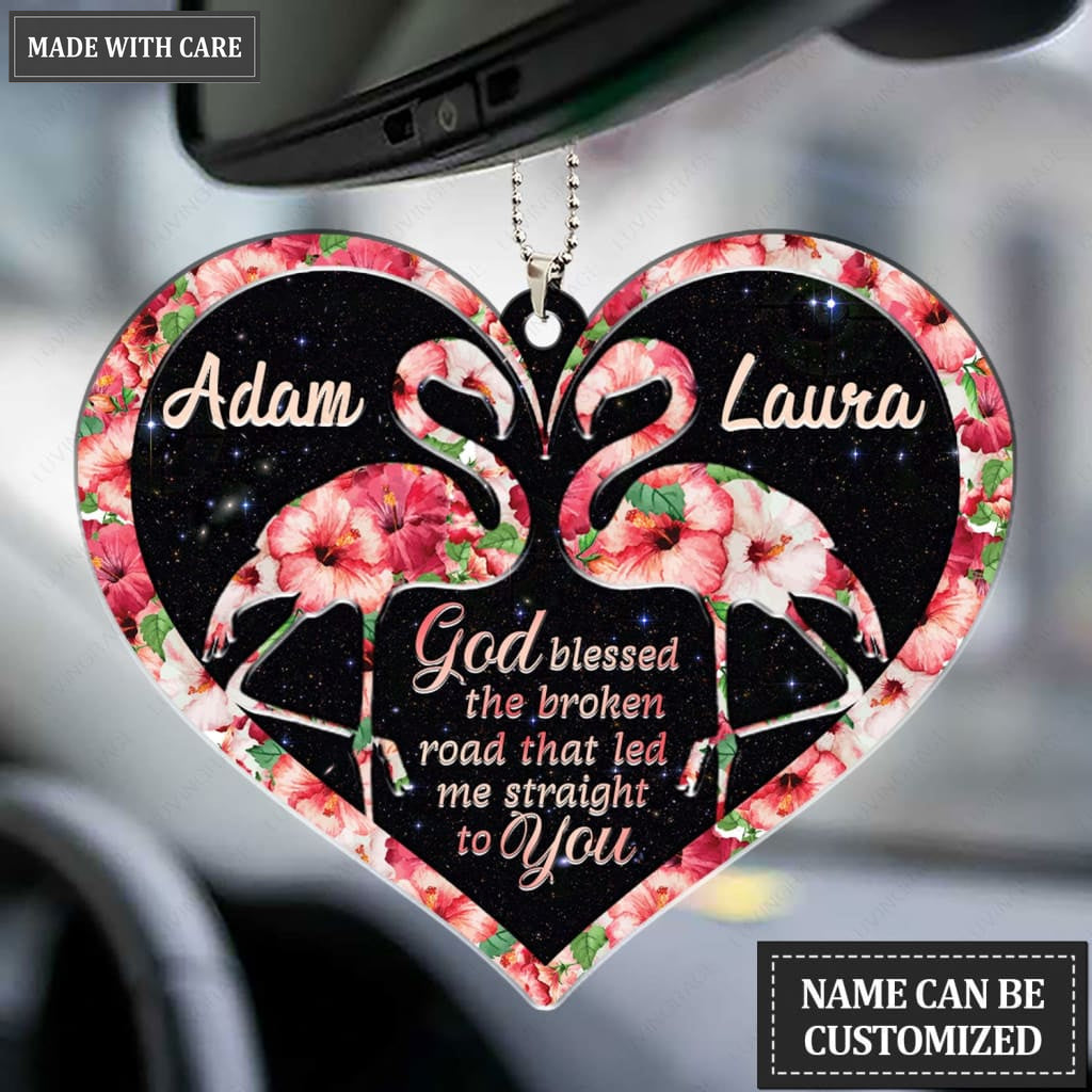 Printfamily M98 Flamingo Couple God Blessed Personalized Ornament