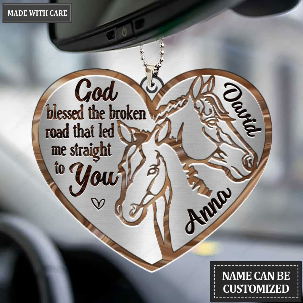 Printfamily M109 Horse Couple God Blessed Personalized Ornament