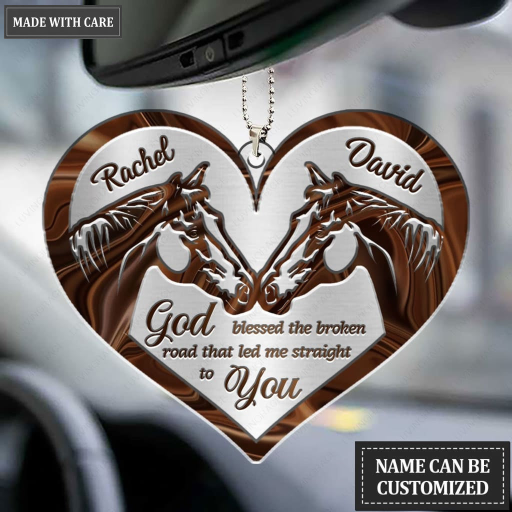 Printfamily M112 Horse Couple God Blessed Personalized Ornament