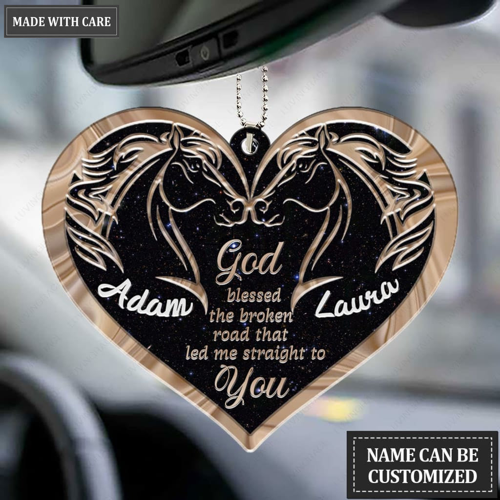 Printfamily M113 Horse Couple God Blessed Personalized Ornament