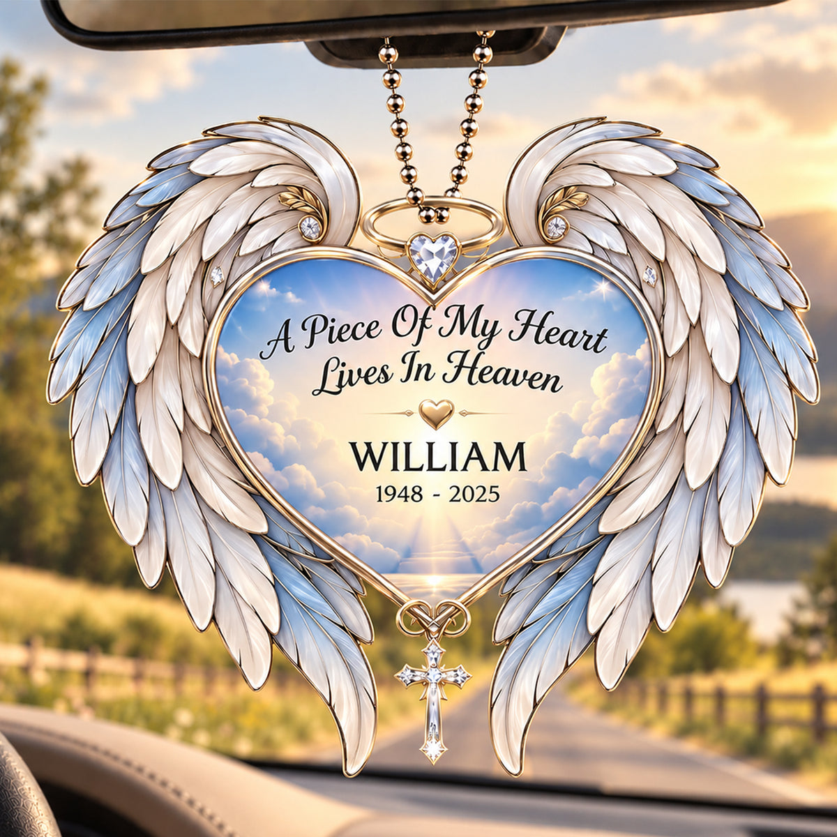 Personalized Name & Year A Piece of My Heart Lives in Heaven Ornament - Memorial Gift for Loved One