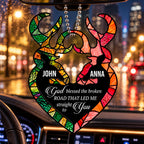 Personalized Names God Blessed Our Journey Deer Heart Ornament - Christian Couple Gift