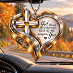 Personalized Names Christian Cross Heart Ornament – Faith Gift for Couples