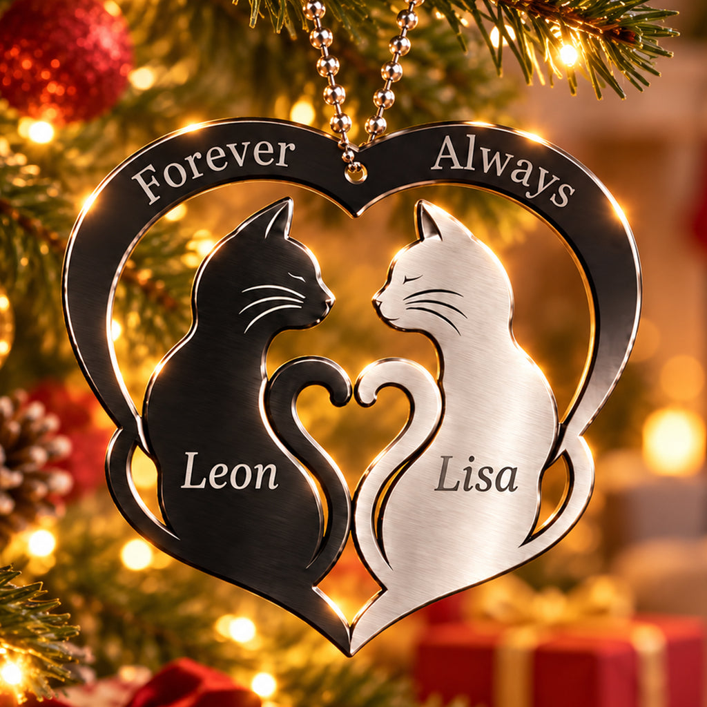 Personalized Names Forever Always Cats Ornament - Gift for Cat Lovers