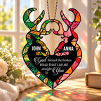 Personalized Names God Blessed Our Journey Deer Heart Ornament - Christian Couple Gift