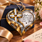 Personalized Names Christian Cross Heart Ornament – Faith Gift for Couples