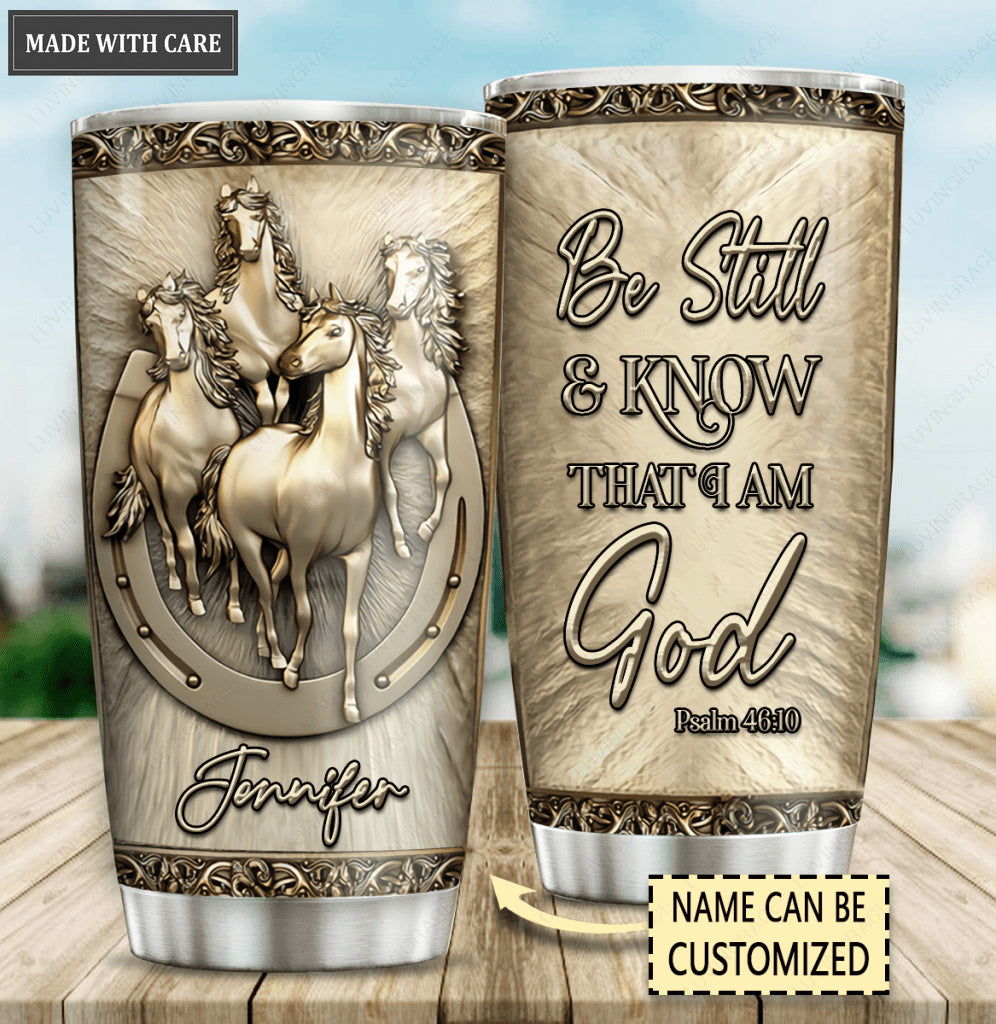 Personalized Just Know Him Horses Tumbler