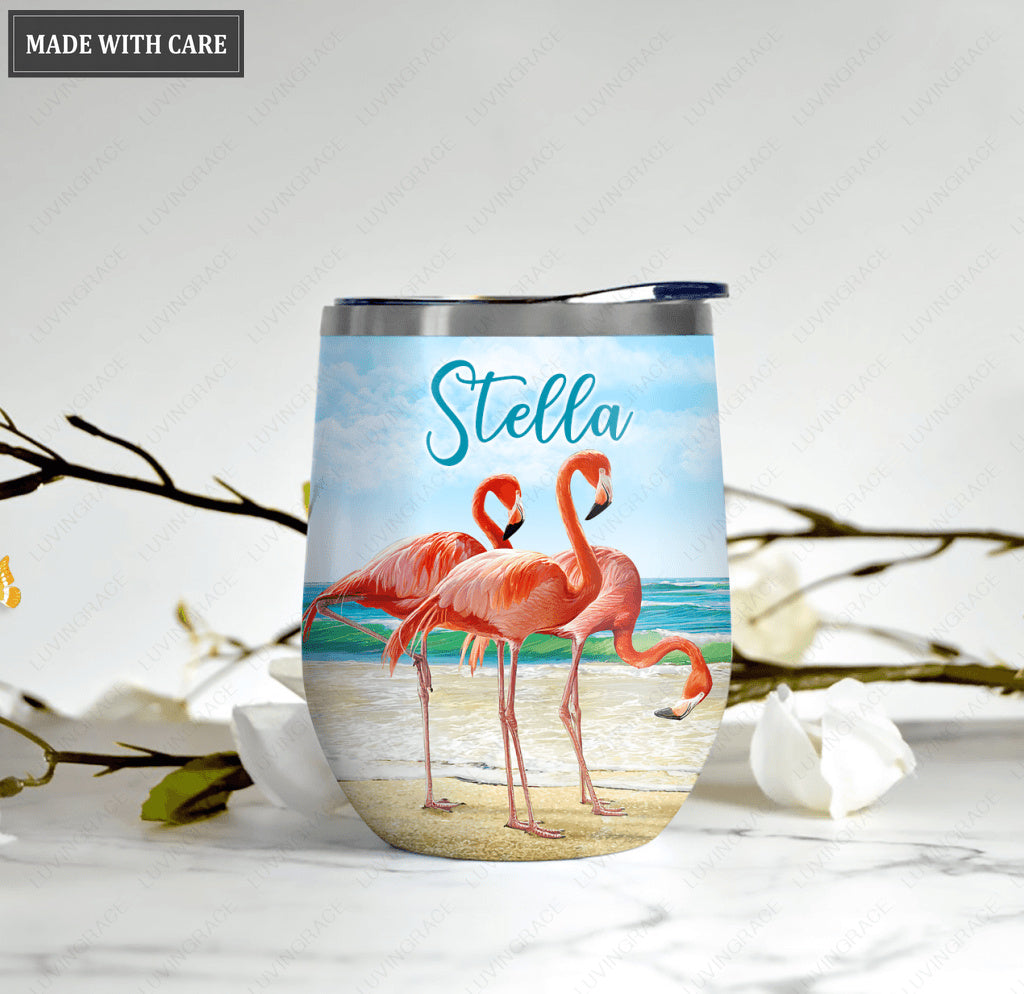 Flamingos By Glory Wine Tumbler