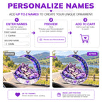 Personalized Names Love You to the Moon & Back Purple Crystal Wolf Couple Ornament – Anniversary Gift