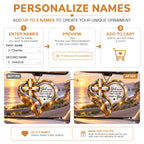 Personalized Names Christian Cross Heart Ornament – Faith Gift for Couples