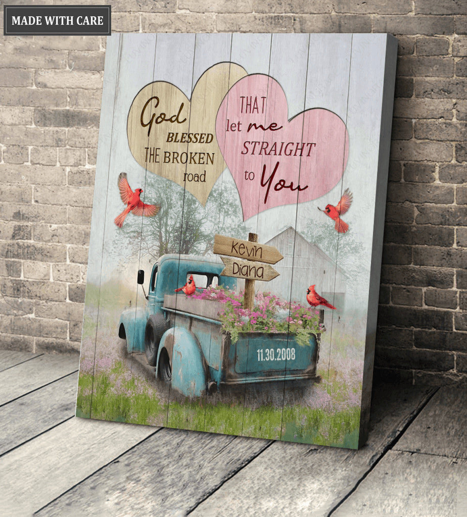 Personalized Two Hearts God Blessed Wall Art